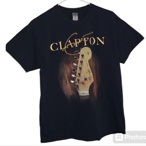 Eric Clapton black T-shirt GRAPHIC GUITAR NAME‎ TOP WOMENS Large